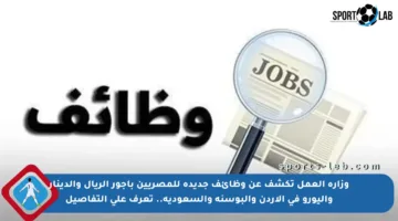 وزارة العمل تكشف عن وظائف جديدة للمصريين بأجور الريال والدينار واليورو في الأردن والبوسنة والسعودية.. تعرف على التفاصيل